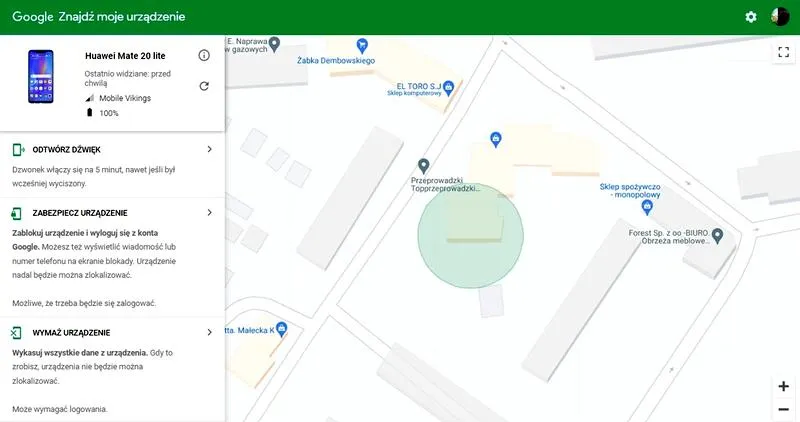 Odnajdywanie telefonu