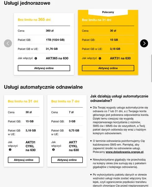 Oferty Orange porównanie