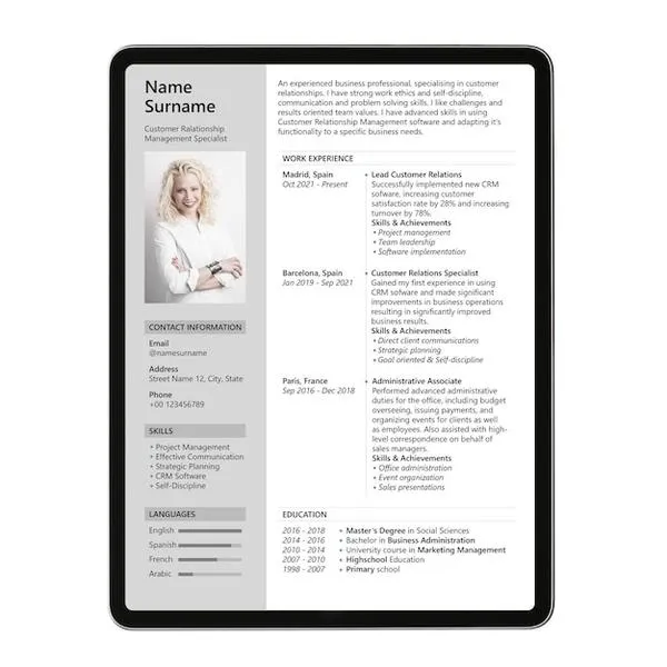 Pisanie CV na tablecie