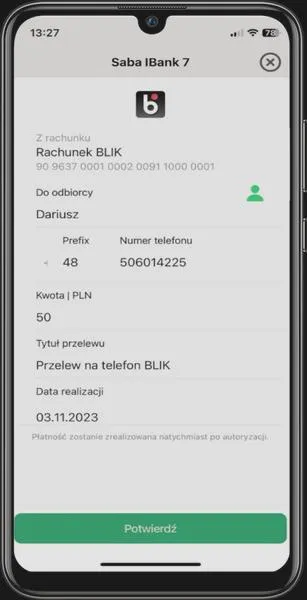 Przelew BLIK na telefon