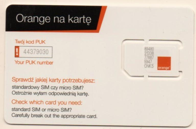 Rejestracja karty SIM Orange