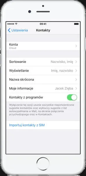 Transfer kontaktów kartą SIM