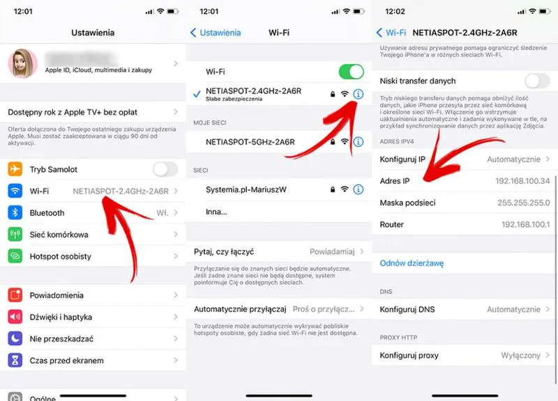 Znaleźć adres IP telefonu